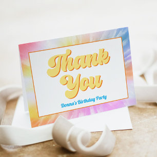 DONNA Retro Font Tie Dye Bassäng Party Birthday Tack Kort