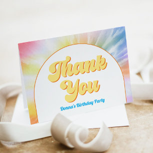 DONNA Retro Font Tie Dye Bassäng Party Birthday Tack Kort
