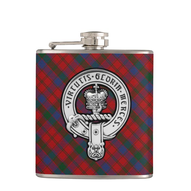 Donnachaidh (Robertson) Red tartan Vapensköld Fickplunta (Framsidan)