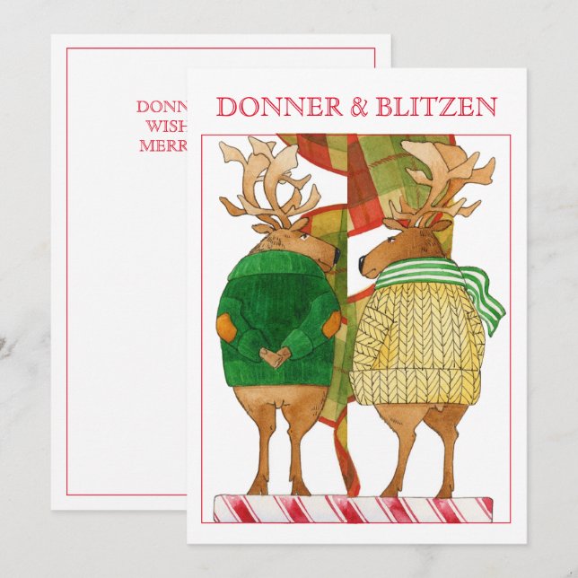 DONNER BLITZEN 5x7 Platt Julkort (Fram/baksida)