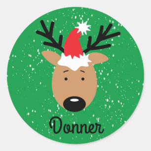 Donner Reindeer Classic Round Sticker Runt Klistermärke