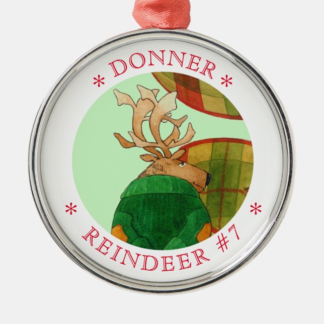 DONNER REINDEER Premium Round Ornament (Framsidan)