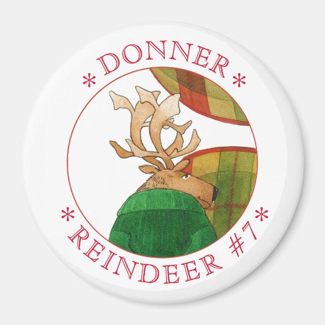 DONNER REINDEER Round Magnet (Framsidan)