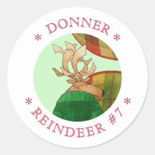 DONNER REINDEER Small Round Stickers Runt Klistermärke
