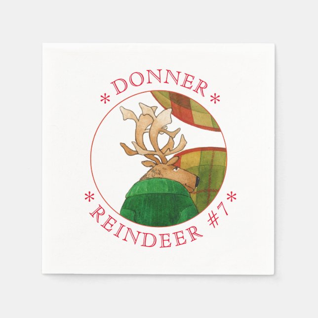 DONNER REINDEER Standard Cocktail Pappersservetter (Framsidan)