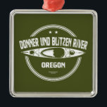 Donner und Blitzen River Oregon Kayaking Julgransprydnad Metall<br><div class="desc">Från de westerna sluttningarna av Steensbergen i sydöstra Oregon,  Donner und Blitzen-floden och dess många bifloder flödar 91 sjömil nordväst till Malheur National Wildlife Refuge.</div>