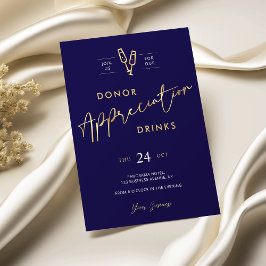 Donor Apprecition Navy Blue & Faux Guld Business Inbjudningar