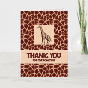 Donor Tack i Giraffe Print Kort