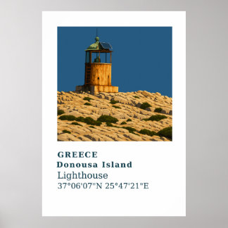 Donousa Greece Lighthouse Wall Art Poster
