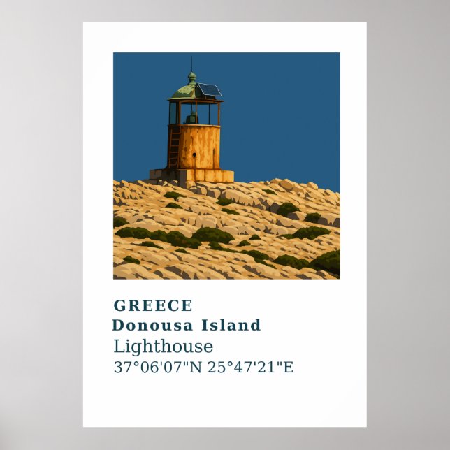 Donousa Greece Lighthouse Wall Art Poster (Framsidan)
