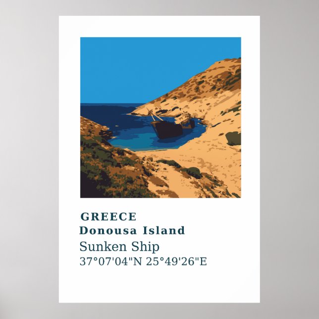 Donousa Greece Sunken Frakt Wall Art Poster (Framsidan)