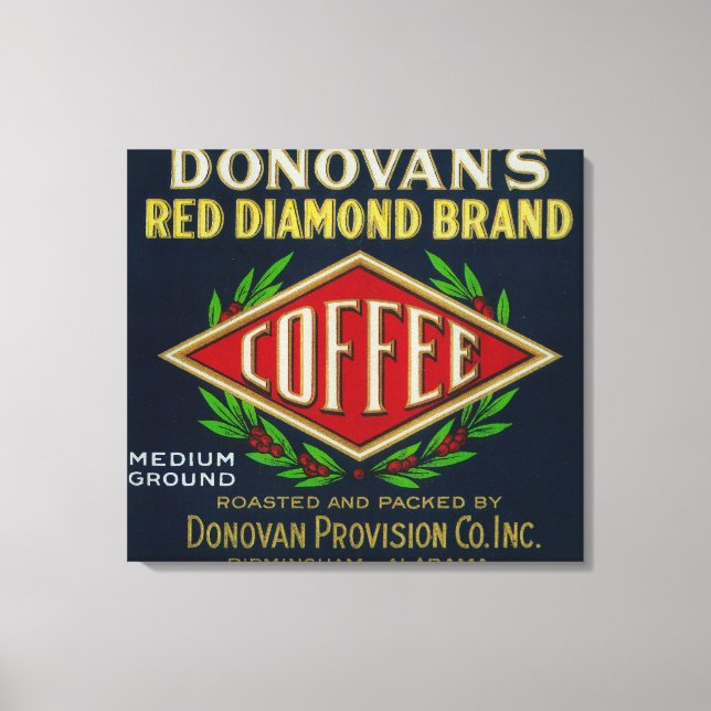 Donovan's Coffee LabelBirmingham, AL Canvastryck (Framsida)