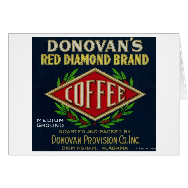 Donovan's Coffee LabelBirmingham, AL Hälsningskort (Framsidan Horizontal)