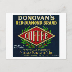 Donovan's Coffee LabelBirmingham, AL Vykort