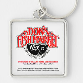 Don's Fishmarket, Skokie, Chicago, IL Fyrkantig Silverfärgad Nyckelring