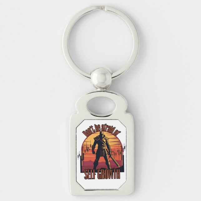 Dont be afraid of self growth | Trade motivation  Rektangulärt Silverfärgad Nyckelring (Framsidan)