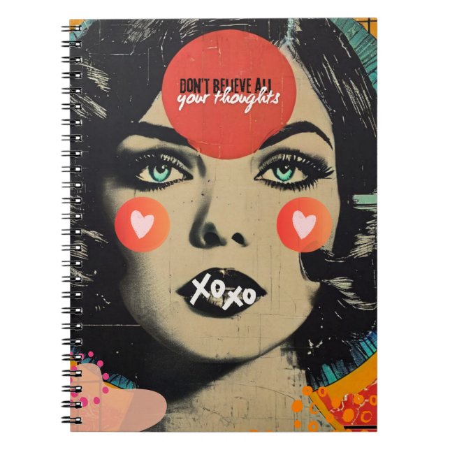 Don't believe all your thoughts Portrait Notebook Anteckningsbok (Framsidan)