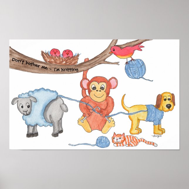 Don't Bother Me - I'm Knitting Poster (Framsidan)