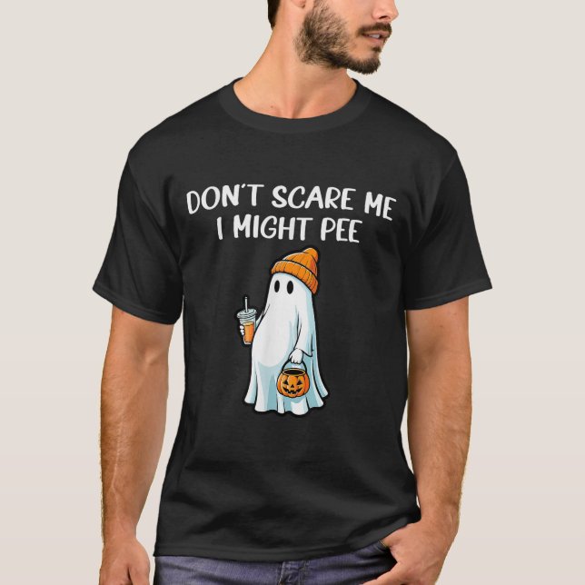 Don't E Me I Might Pee Pregnant Ghost Halloween Hu T Shirt (Framsida)