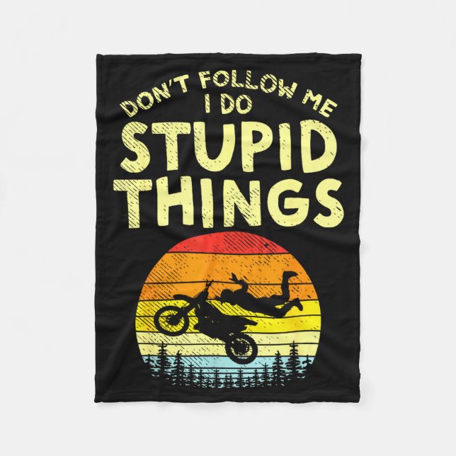Dont Follow Me Stud Things Funny Motocross Dirt Bi Fleecefilt (Framsidan)
