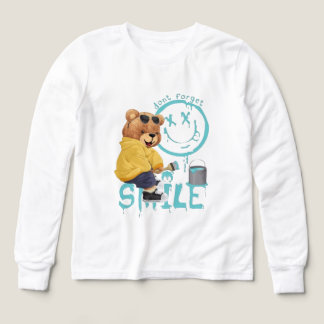 "Don't Forget to Smile" Artist Bear Long-Sleeve Sh T Shirt
