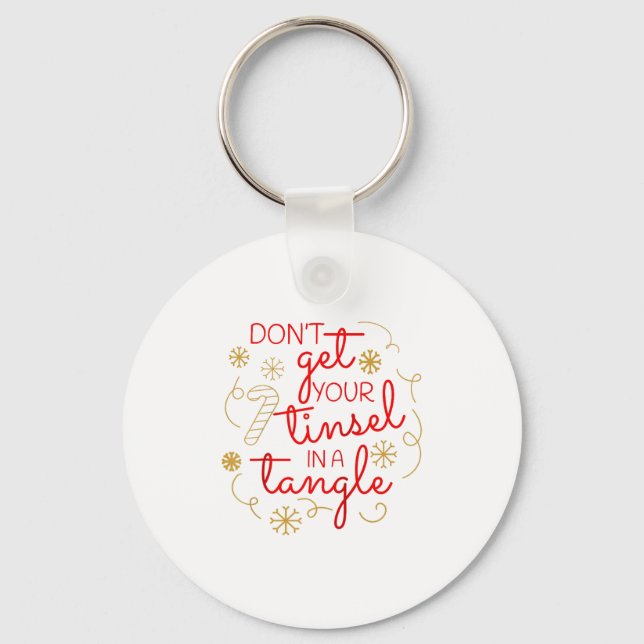 Don't Get Your Tinsel In A Tangle Christmas Raglan Nyckelring (Framsida)