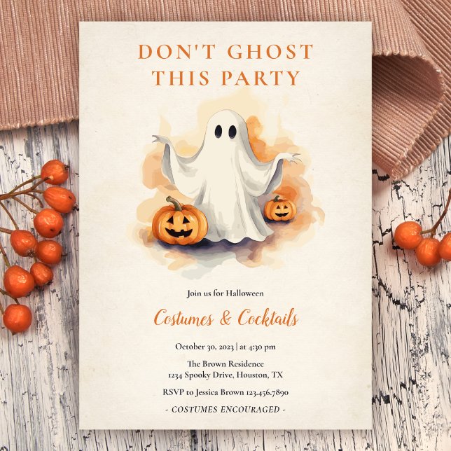 Dont Ghost i Party Halloween Costume Party Inbjudningar (Skapare uppladdad)