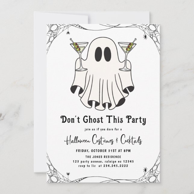 Dont Ghost this Party Martini Halloween fest Inbjudningar (Framsida)
