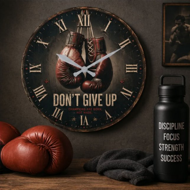 Don't Give Up Boxing Gloves Stor Klocka (Skapare uppladdad)