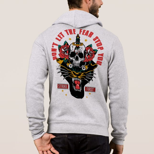 Don't let fear stop you panther tattoo old school  t shirt (Baksida)
