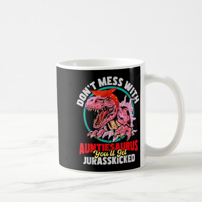 Don't Mess With Auntiesaurus - Aunty Auntie Gender Kaffemugg (Höger)