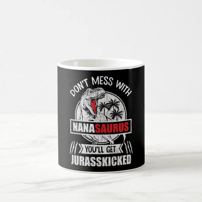 Don't Mess With Nana Saurus Dinosaur Family Mommy Kaffemugg (Center)