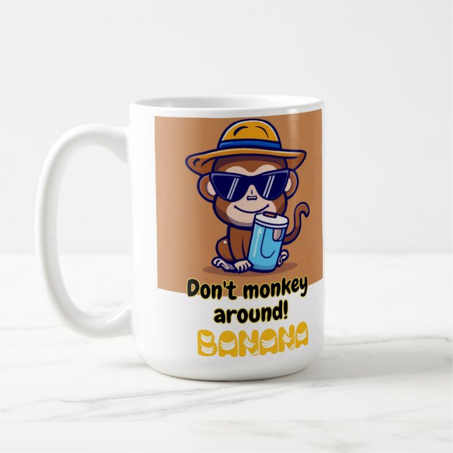 Don't Monkey Around! Banana - Funny Monkey mug Kaffemugg (Vänster)