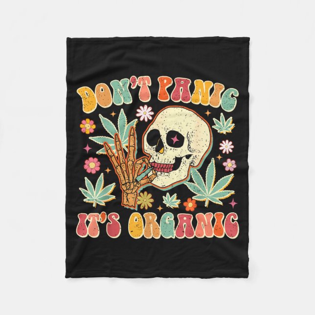 Don't Panic It's Organic Weed Skull  Fleecefilt (Framsidan)