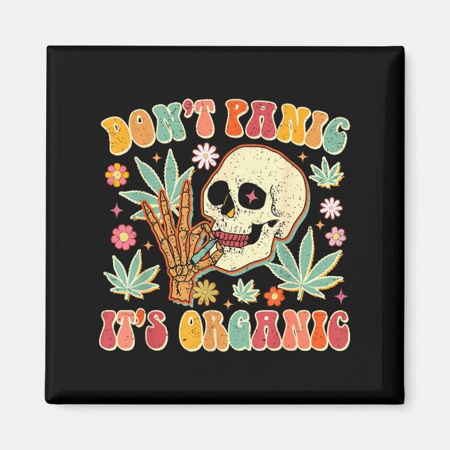 Don't Panic It's Organic Weed Skull  Magnet (Framsidan)