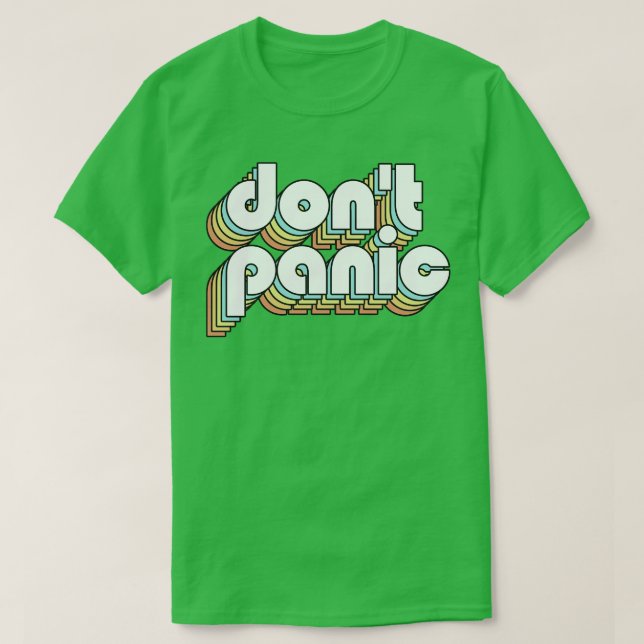 Dont Panic Retro Rainbow Typography Faded Stil T Shirt (Design framsida)