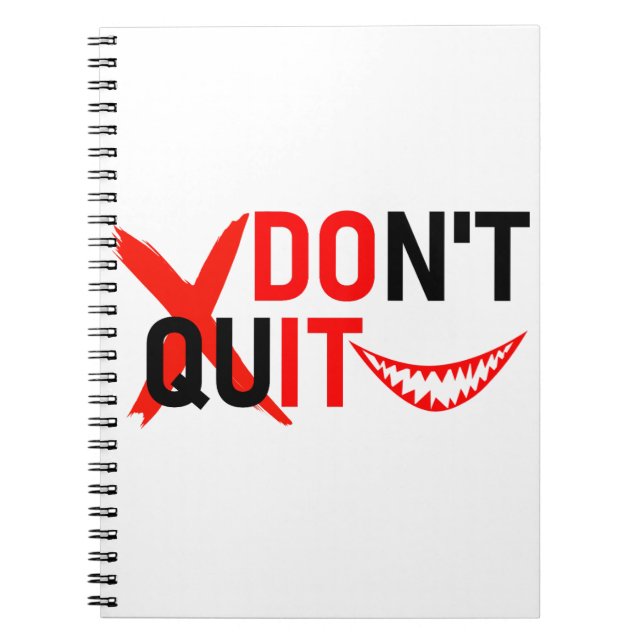 DON'T QUIT – Bold Red Motivation Design Anteckningsbok (Framsidan)