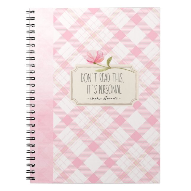 Don't Read This, It's Personal – Cute Pink Floral Anteckningsbok (Framsidan)