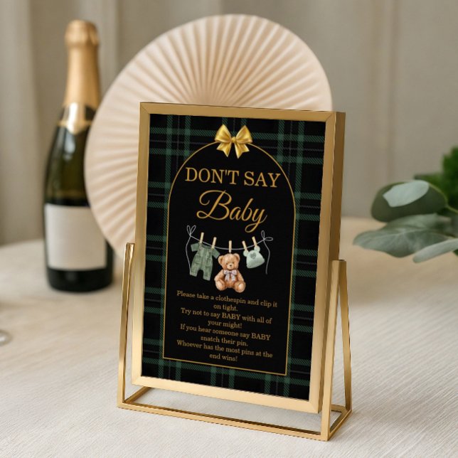 Don't Say Baby Game Sign Green Black  Teddy Bear Poster (Skapare uppladdad)