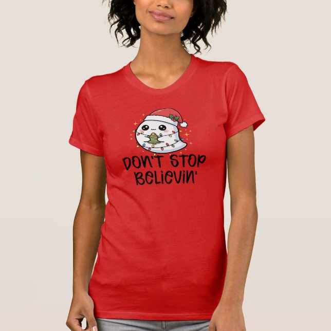 Don't Stop Believin', Christmas Ghost T Shirt (Framsida)