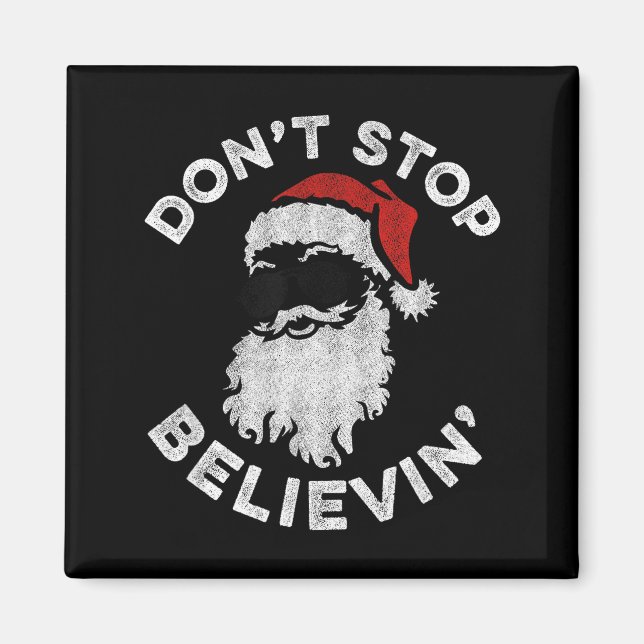 Don't Stop Believin' Cool Shades Santa  Magnet (Framsidan)