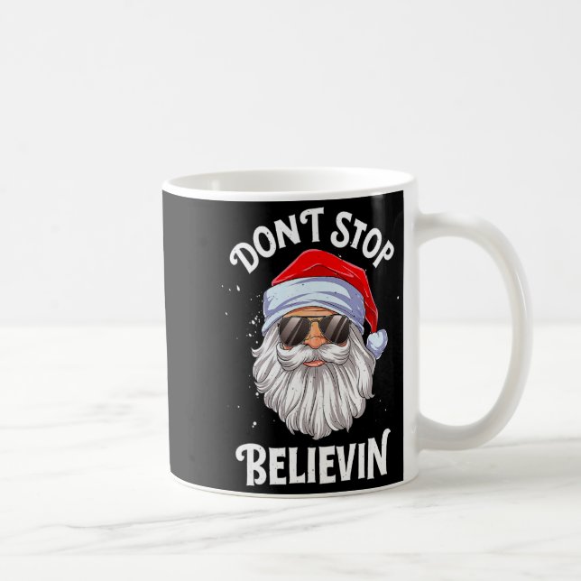 Dont Stop Believin Santa Christmas Boys Kids _1  Kaffemugg (Höger)
