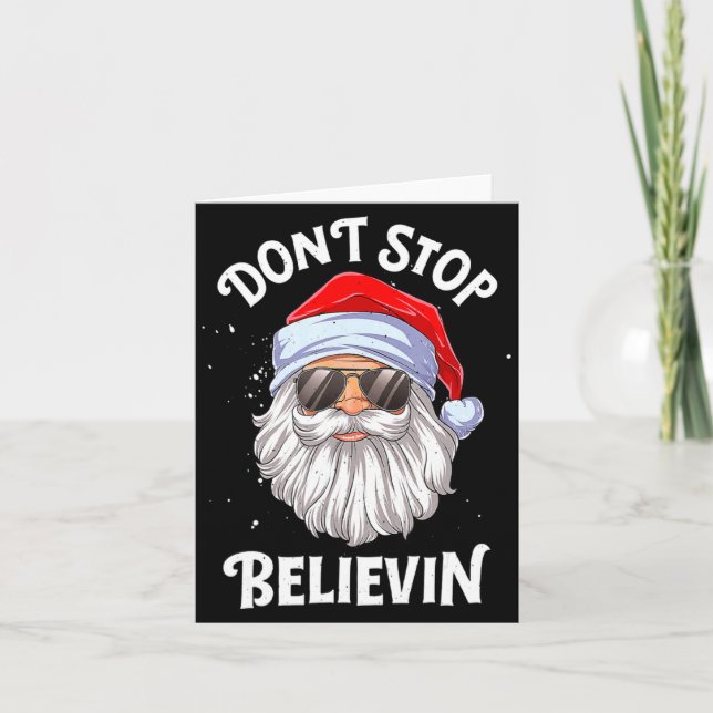 Dont Stop Believin Santa Christmas Boys Kids _1  Kort (Framsida)