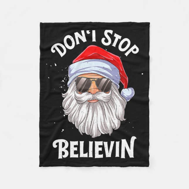 Dont Stop Believin Santa Christmas Boys Kids  Fleecefilt (Framsidan)