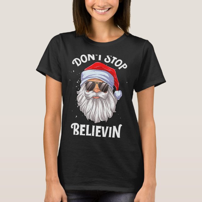 Dont Stop Believin Santa Christmas Boys Kids  T Shirt (Framsida)