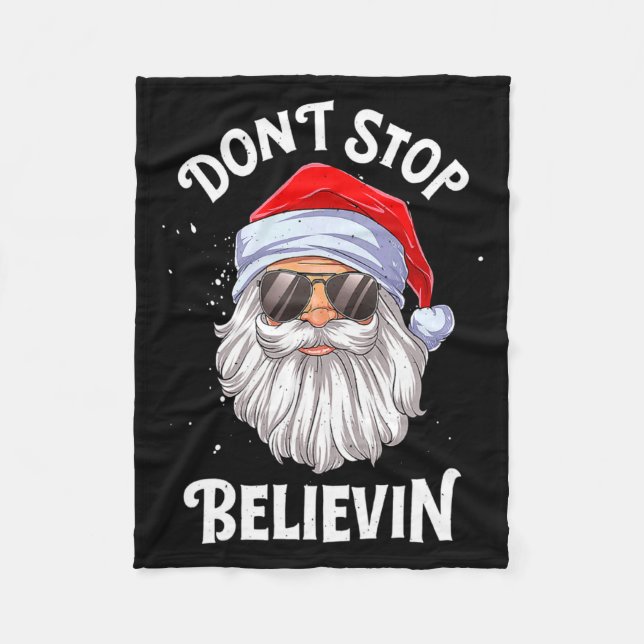 Dont Stop Believin Santa Funny Christmas Boys Kid  Fleecefilt (Framsidan)