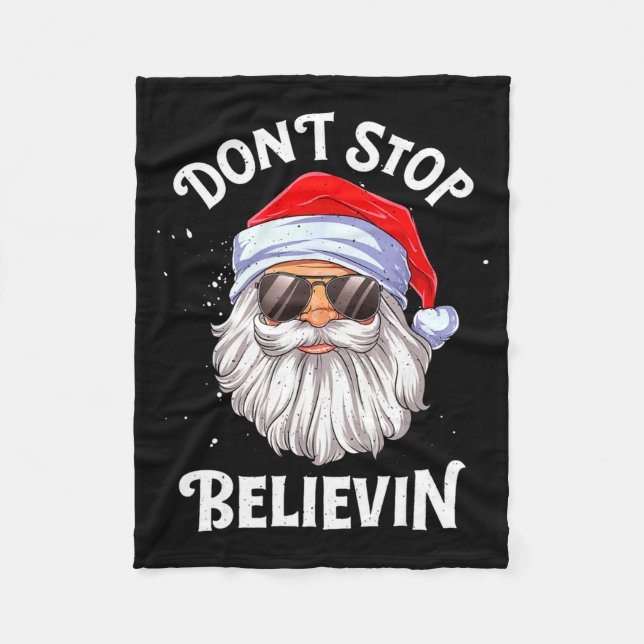 Dont Stop Believin Santa Funny Christmas Boys Kid  Fleecefilt (Framsidan)