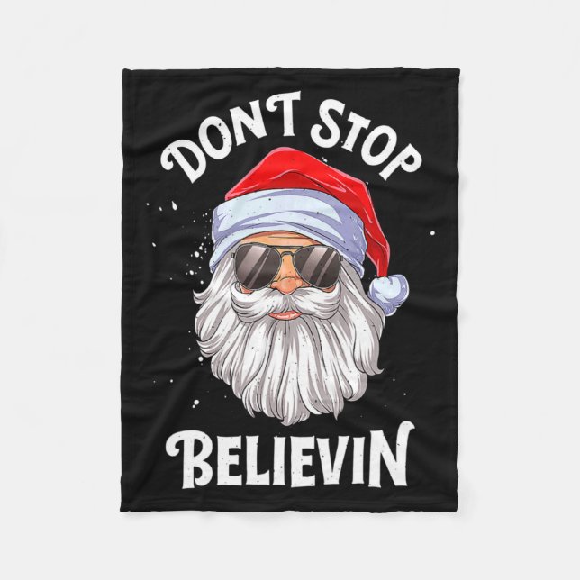 Dont Stop Believin Santa Funny Christmas Boys Kid  Fleecefilt (Framsidan)