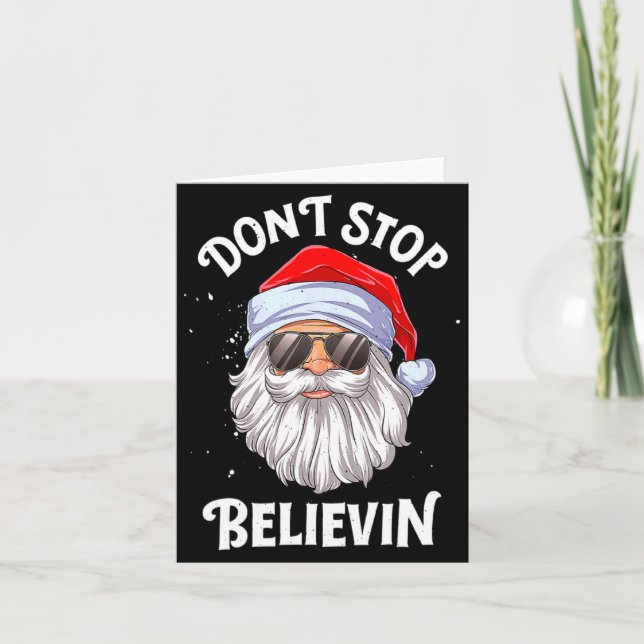 Dont Stop Believin Santa Funny Christmas Boys Kid  Kort (Framsida)
