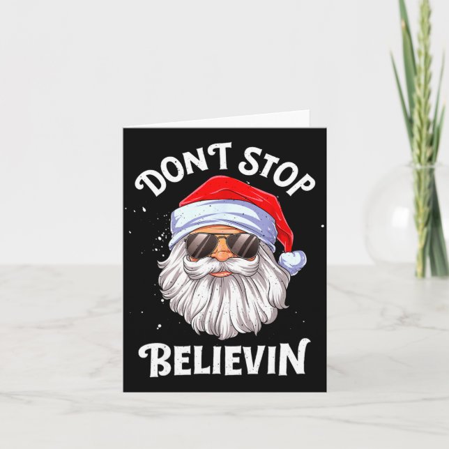 Dont Stop Believin Santa Funny Christmas Boys Kid  Kort (Framsida)